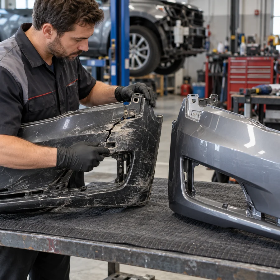 Recuperação de Para-choques em oficina automotiva